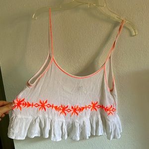 Small flowy crop top bright orange and white